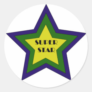 Toppen Star Sticker Runt Klistermärke