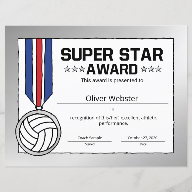 Toppen Star Volleyball Player Award Volleyball Awa (Framsida)