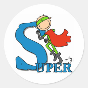 Toppen Stick figur Hero Runt Klistermärke