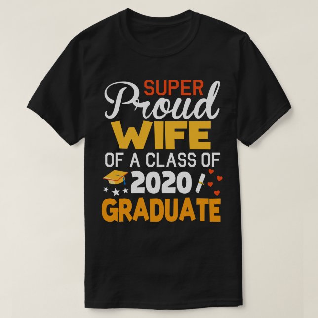 Toppen stolt hustru av klass 2020 Student Senio T Shirt (Design framsida)