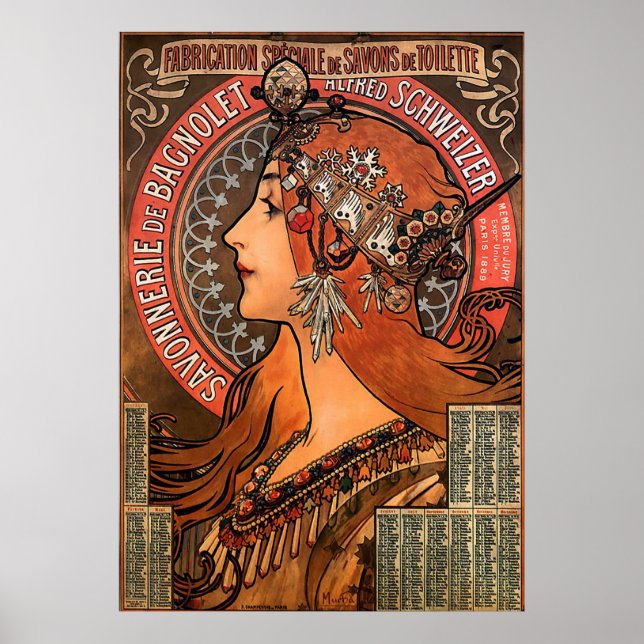 TOPPEN STORLEK-ALPHONSE MARIA MUCHA-SAVONNERIE de  Poster (Framsidan)