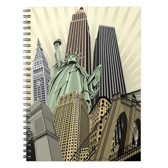 Toppen Stylized Cityscape NYC Anteckningsbok (Framsidan)
