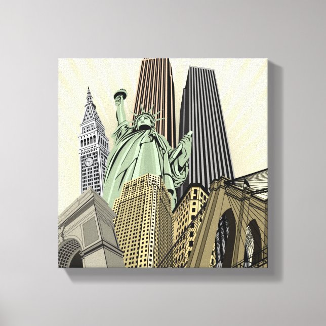 Toppen Stylized Cityscape NYC Canvastryck (Framsida)