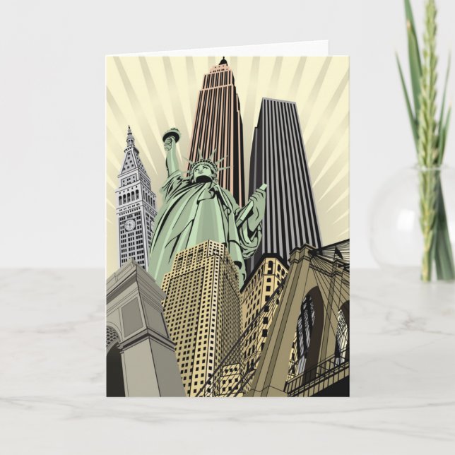 Toppen Stylized Cityscape NYC Kort (Framsida)