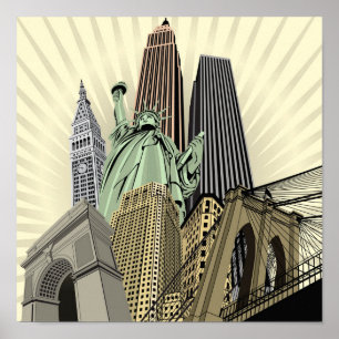 Toppen Stylized Cityscape NYC Poster