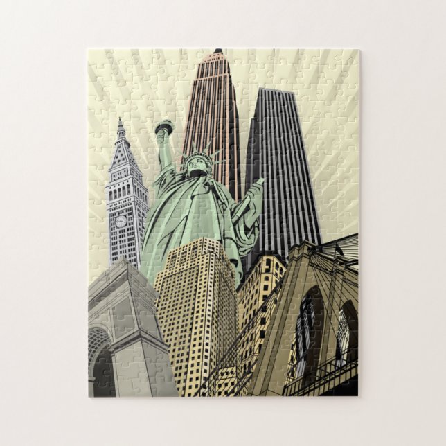 Toppen Stylized Cityscape NYC Pussel (Vertikal)
