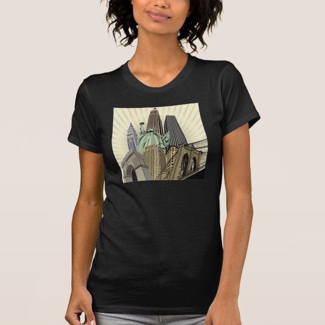 Toppen Stylized Cityscape NYC T Shirt (Framsida)