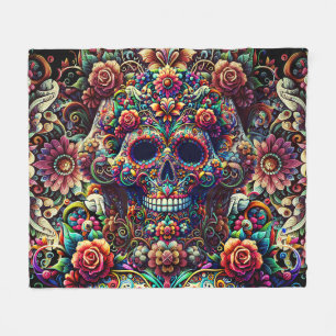Toppen Sugar Skull för brant Blommigt Fleecefilt