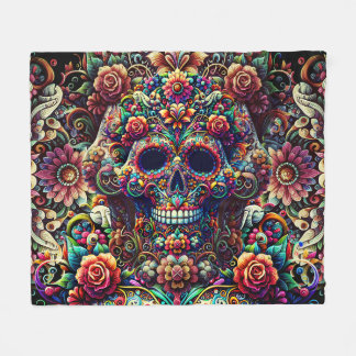 Toppen Sugar Skull för brant Blommigt Fleecefilt