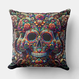 Toppen Sugar Skull för brant Blommigt Kudde