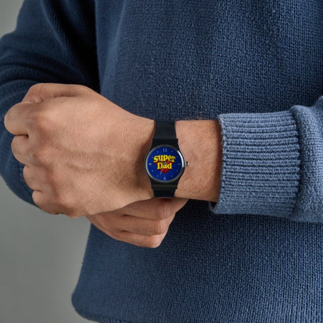 Toppen, superhjälten Red/Gult/Blue Fars dag Armbandsur (Hand)