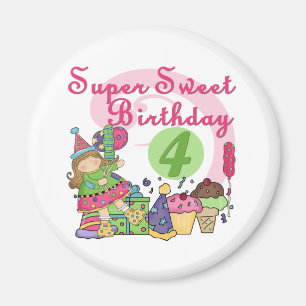 Toppen Sweet 4e födelsedagen T-shirts och presente Magnet