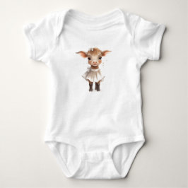 Toppen Sweet Adsible Baby Cow Calf i en klänning T Shirt