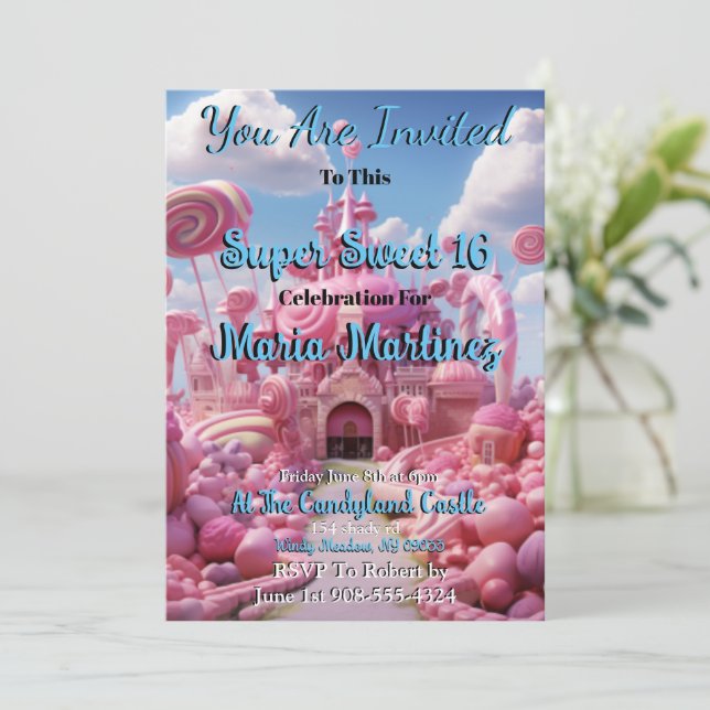 Toppen Sweet Candyland Sweet 16 inbjudningar (Stående Fram)