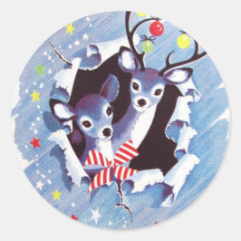 Toppen Sweet Vintage Blue Reindeer jul Runt Klistermärke