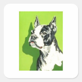 Toppen Sweet Vintage Mid Century Boston Terrier Fyrkantigt Klistermärke