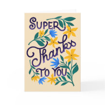Toppen tack Blommigt Hand-Lettered Card