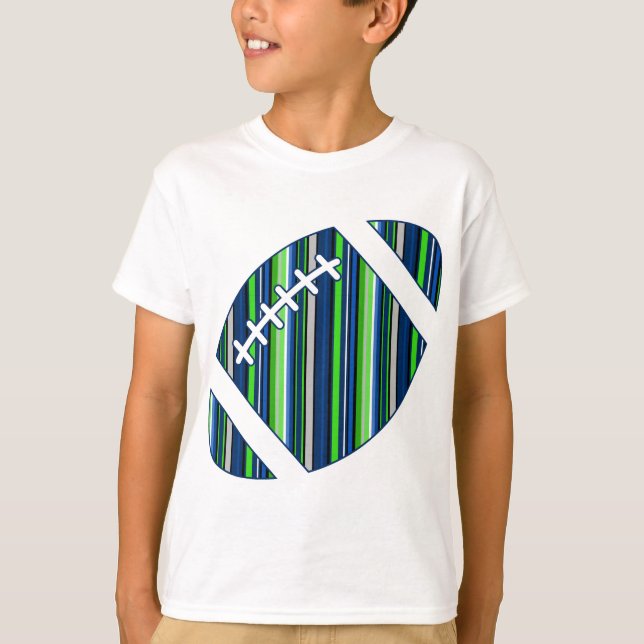 Toppen Team Stripe Football i Blue and Grönt T Shirt (Framsida)