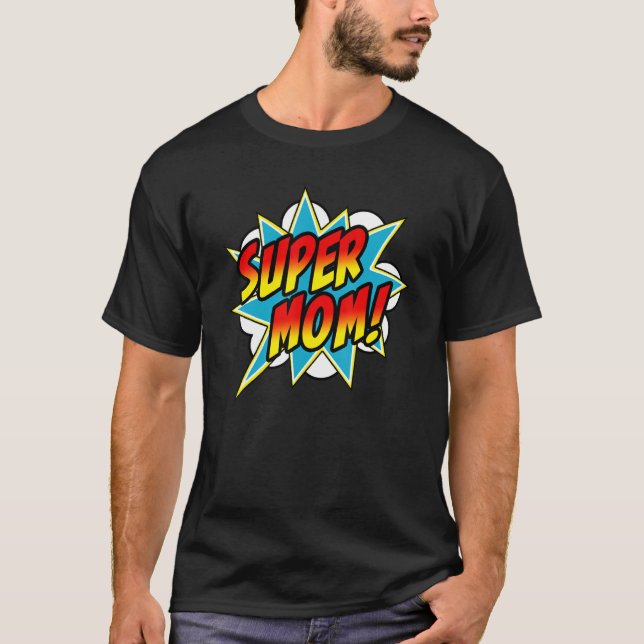 Toppen Tecknad Bok Superhjälte Mor S-dagen T Shirt (Framsida)