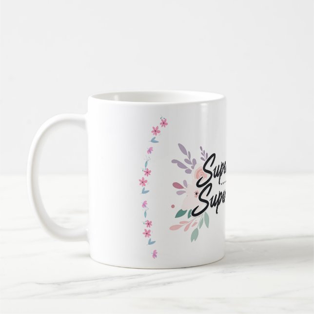 toppen, Toppen Woman, Elegant Blommigt Kaffe Mugg (Vänster)