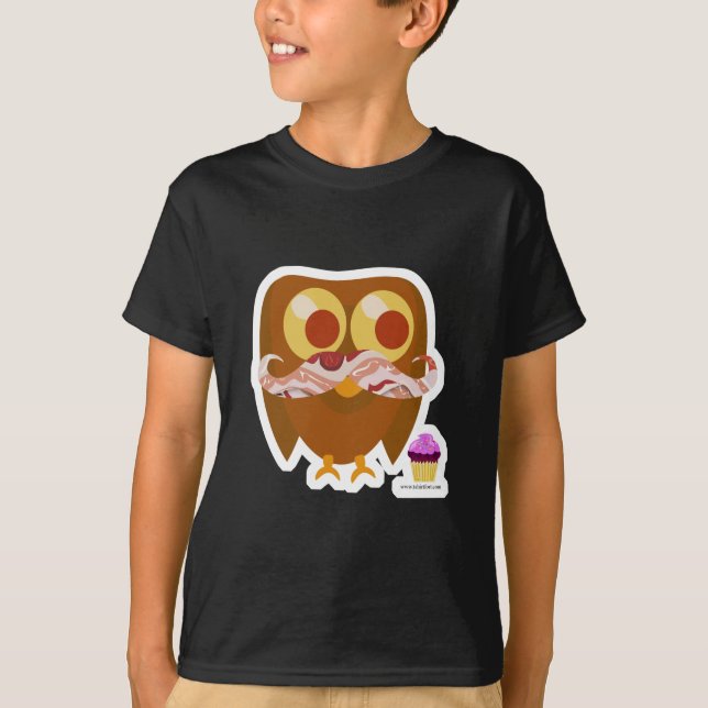Toppen Trendig Bacon Mustache Uggla Tee Shirt (Framsida)