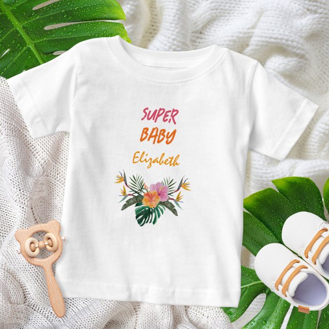 TOPPEN Tropical Parrot Watercolor Baby Shower T Shirt (SUPER BABY Tropical Parrot Watercolor Baby Shower Baby T-Shirt ©Susanne Sachers - Sunny Mind 🌞)