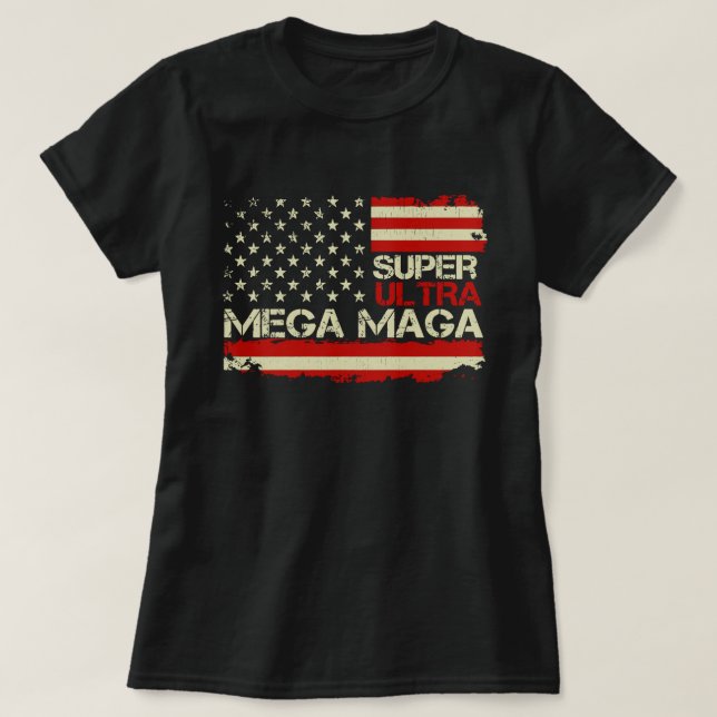 Toppen Ultra Mega Maga American Flagga Anti Biden  T Shirt (Design framsida)