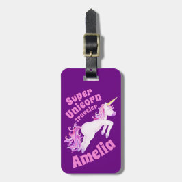 Toppen unicorn rider lila rosa children namn brick bagagebricka