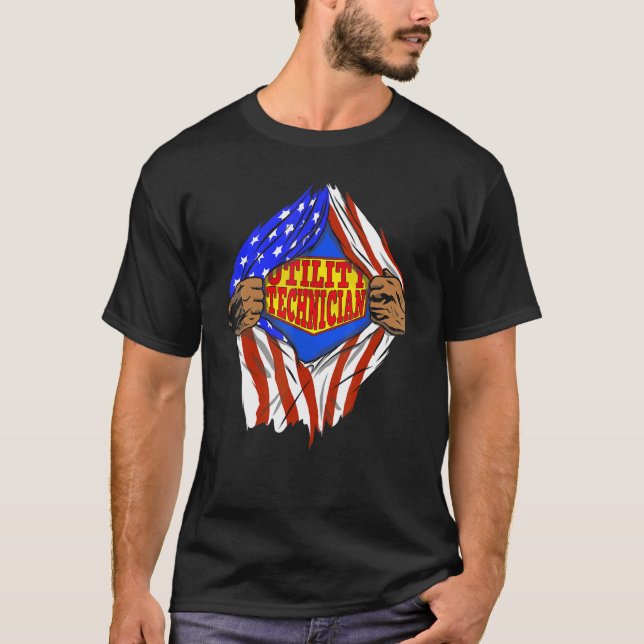 Toppen Utility Technician Hero-jobb T Shirt (Framsida)