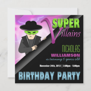 Toppen Villains Födelsedagsfest inbjudan