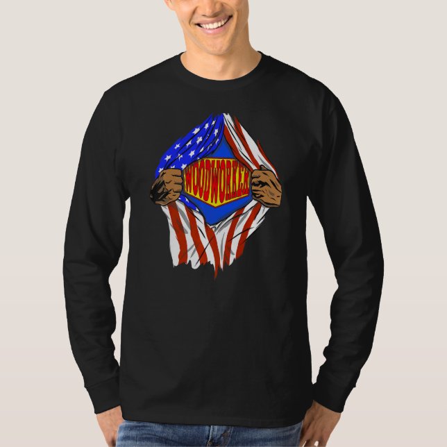 Toppen Woodwork Hero-jobb T Shirt (Framsida)
