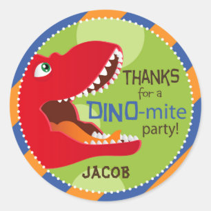 Topper för muffin för DinosaurTyrannosaurusRex Runt Klistermärke