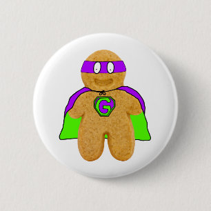 toppet hjälteemblem för grön/purpurfärgad knapp