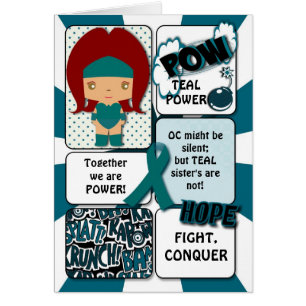 Toppet hjältekort för Ovarian cancer Hälsningskort