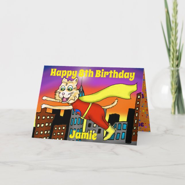 Toppet kort för hjältekatthälsning (Framsida)