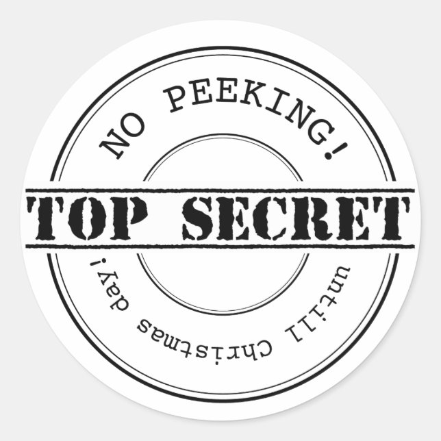 Topphemlig | Ingen sökning | Juldekaler Runt Klistermärke (Framsida)