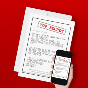 Topphemlig Speciell Agent Spy Surprise Party Inbjudningar