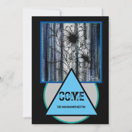 Topphemligt Bröllop Svart och Blått Inbjudningar