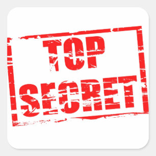 Topphemligt gummi frimärke, effekt fyrkantigt klistermärke