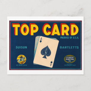 Toppkort Suisun Bartletts Vintage Låda etikett Vykort