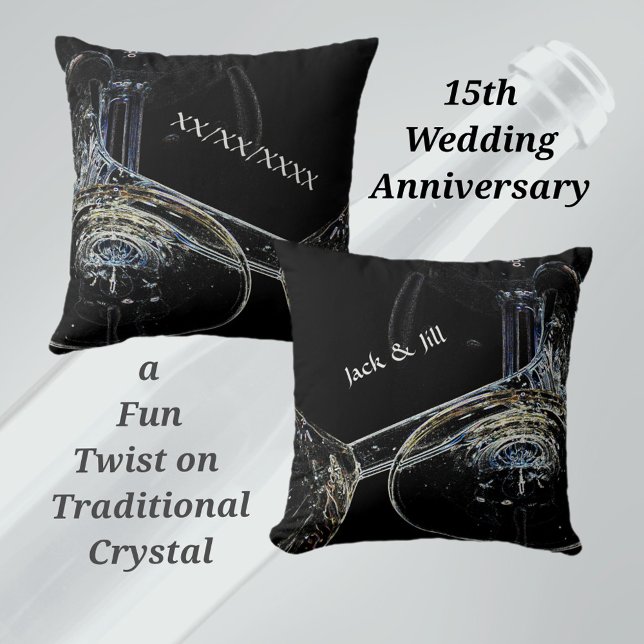 Toppled Crystal Vin Goblets Black Dekorativ kudde (Skapare uppladdad)