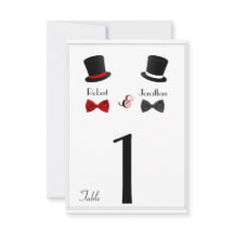 Toppluar och smokingsjalett Gay Bröllops Bordskort