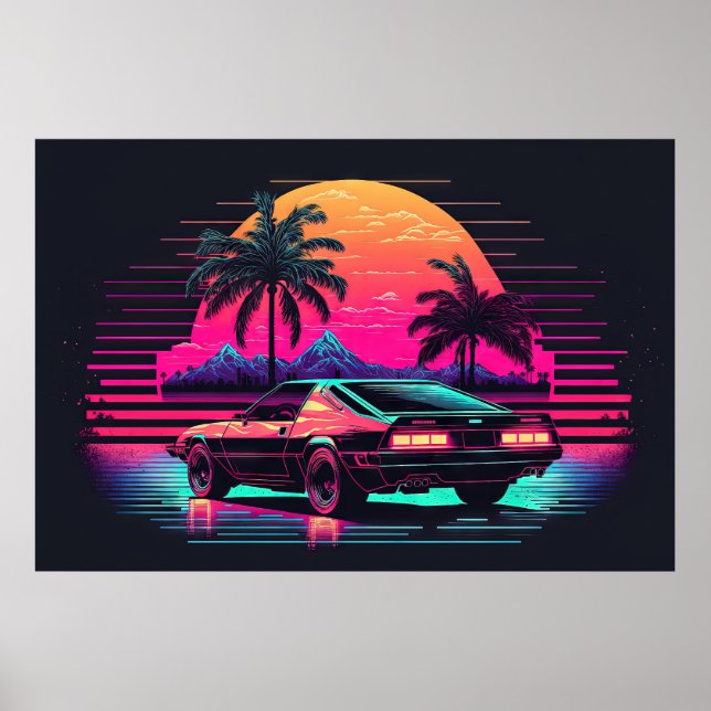 Toppmöte i Synthwave: Tävla till Sunset Poster (Framsidan)