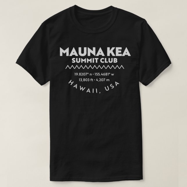 Toppmöte Klubb Lat Long Elevation Mauna Kea T Shirt (Design framsida)