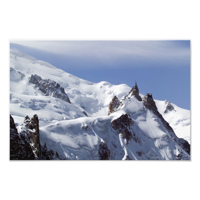 Toppmötet i Mont Blanc och L'Aiguille Du Midi Fototryck (Framsidan)