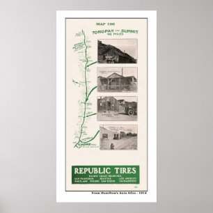 Toppmötet Karta, Tonopah och Hett Bäck 1914 Poster