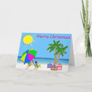 Toppna Cheery och nätt strandjulkort Helgkort