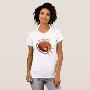 Toppna gulliga kvinna och flickabasketskjortor t shirt