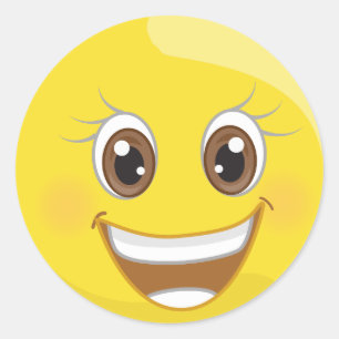 Toppna lyckliga leendeEmoji klistermärkear Runt Klistermärke