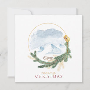 Toppscenen i Snö vid jul Julkort